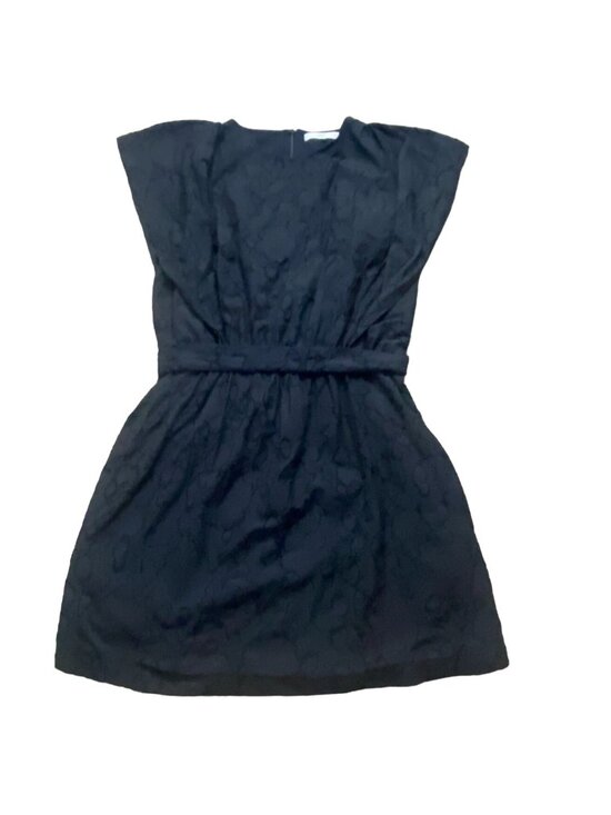 Mng Suit Dresses & Skirts - MNG Suit Womens Textured Floral Mini Dress W/ Flutter Sleeves-Black-Size 6-GUC